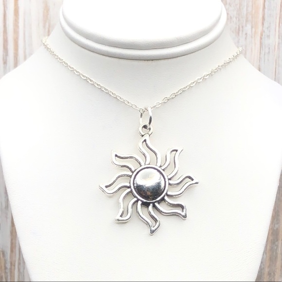 Sun Pendant Silver Plated Beach Necklace| Fun Pretty Beach Gift For Her - Picture 2 of 2